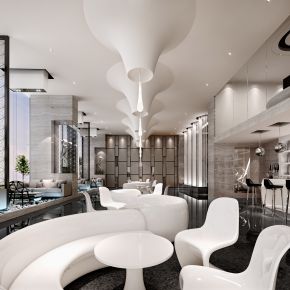 现代时尚售楼处大厅前台沙盘洽谈区