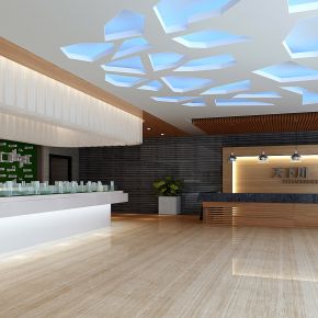 现代售楼部大厅前台接待区