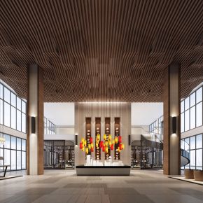 新中式售楼处大厅沙盘洽谈区