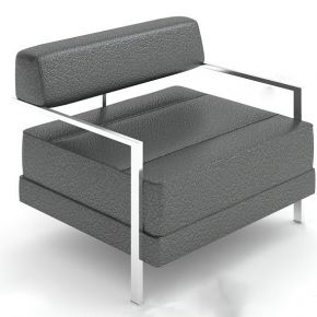 钢架皮质商务单人沙发