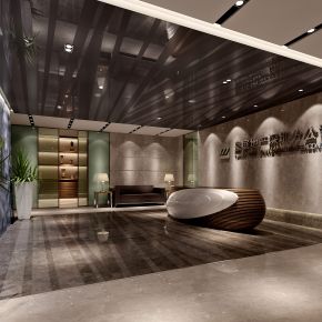 房东产公司前台大厅3D模型