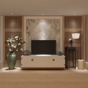 新中式电视柜陈设品组合