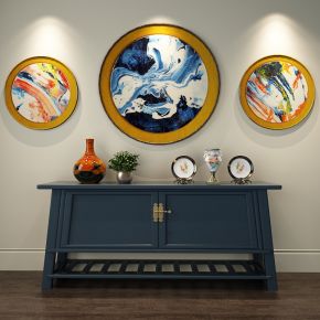 新中式风格边柜摆设品组合