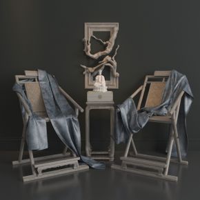 中式单椅端景台组合