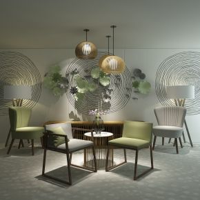 新中式单椅端景组合