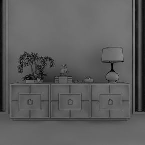 中式边柜电视柜摆设品组合