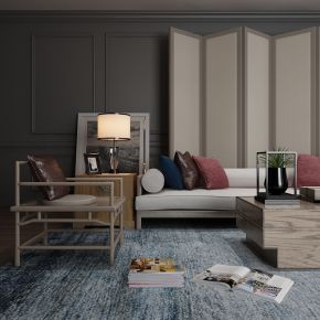 新中式沙发茶几组合