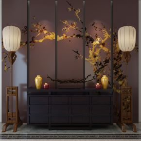 中式边柜陈设品组合