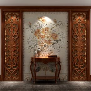 中式端景台陈设品组合