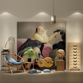 中式单椅陈设品组合