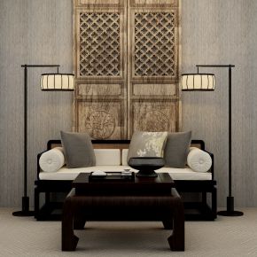 中式沙发茶几组合