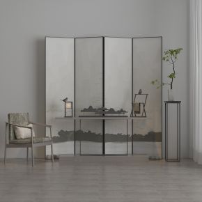 新中式单椅端景台陈设品组合