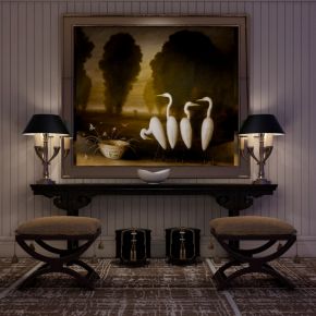 新中式凳子装饰台组合