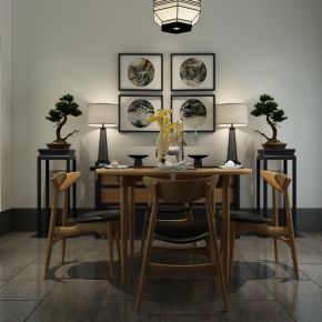 新中式简约餐桌椅组合