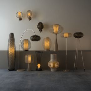 新中式壁灯台灯落地灯组合