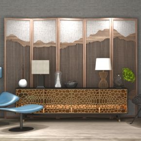 新中是单椅电视柜陈设品组合