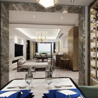 现代客厅餐厅3D模型