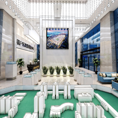 现代风格销售处大厅洽谈区
