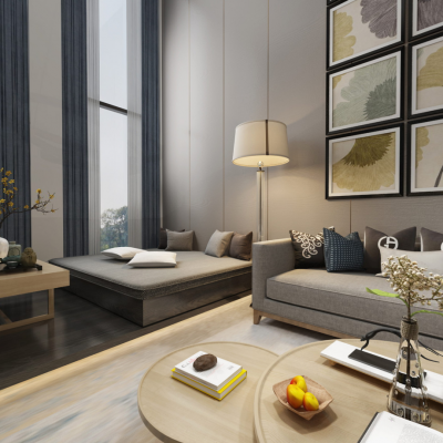 现代简约复式楼客厅