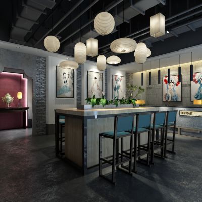 中式餐厅3D模型