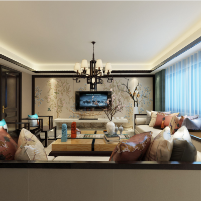 新中式别墅客餐厅