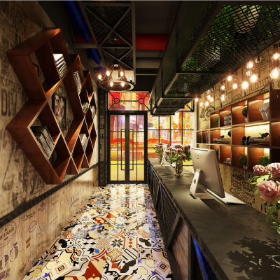 工业风网吧前台