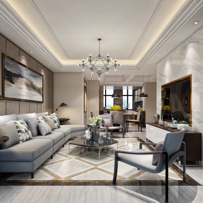 现代客厅餐厅