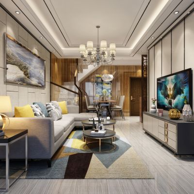 现代客厅餐厅