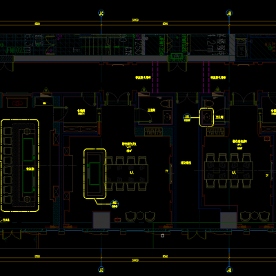 特色散座、包房及走廊立面、平面