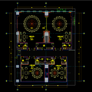 中餐包房立面、平面图