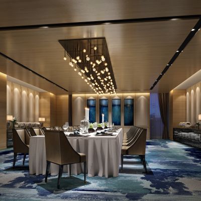 新中式餐厅包房3D模型