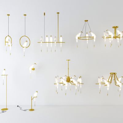 现代千纸鹤灯具组合