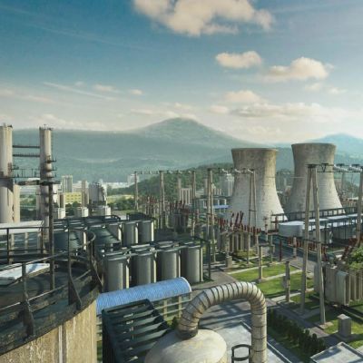 工业风发电厂建筑