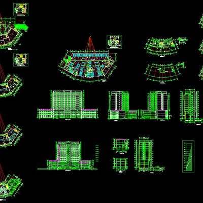 娱乐城大厦平立剖图施工图