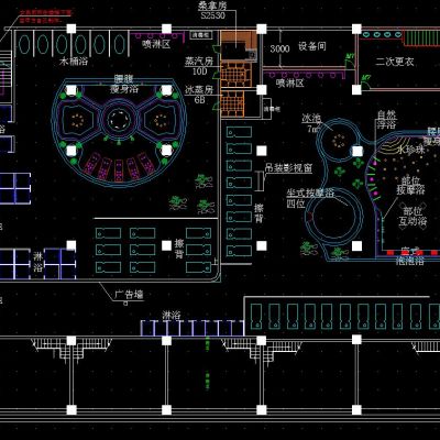 桑拿水疗城水区总平面图