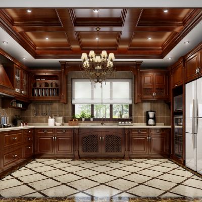 美式别墅中西厨房 