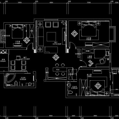 现代三居施工图