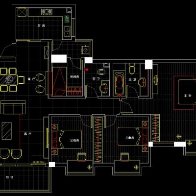 现代米黄风格施工图