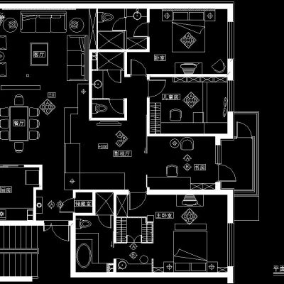 三居现代中式风格施工图