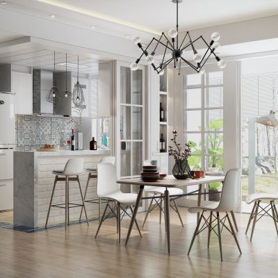 现代风格餐厅  厨房 吧台