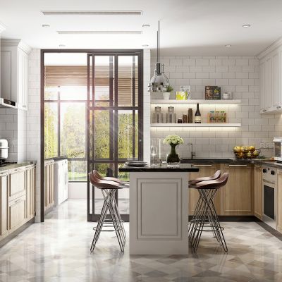 简欧北欧混搭厨房橱柜 岛台 厨房电器 厨房用品