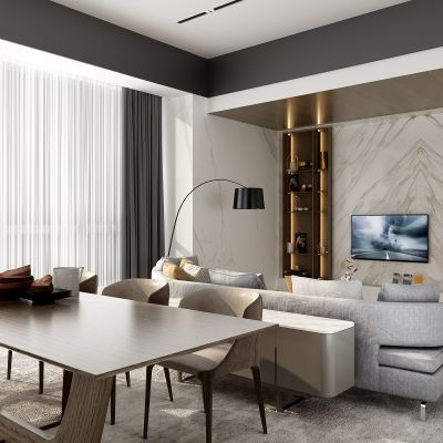 现代客餐厅 组合沙发 餐桌组合 