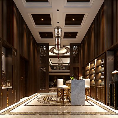 中式风格大堂前台