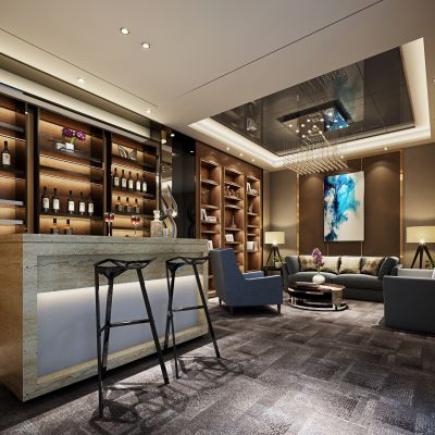 现代风格吧台、会客区