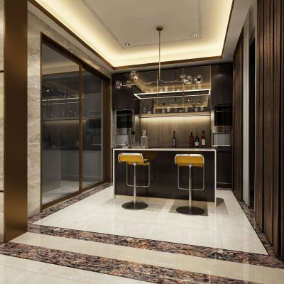 现代风格吧台、饮料区