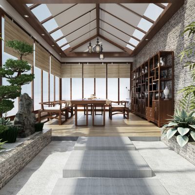 新中式风格阳台花园