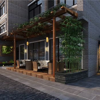 新中式风格会所外观3D模型