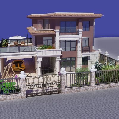 欧式风格别墅花园外观