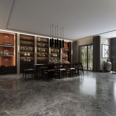 中式 办公 品茶区和洽谈区