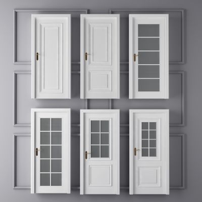 简欧白色房门卧室门洗手间门3D模型